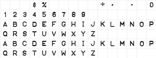 Fudge Regular  glyph index