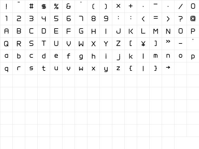 MW TALON Regular  glyph index