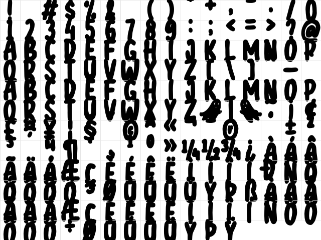 halloween black Regular  glyph index