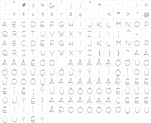 VPS Phuoc Thanh Hoa Normal  glyph index