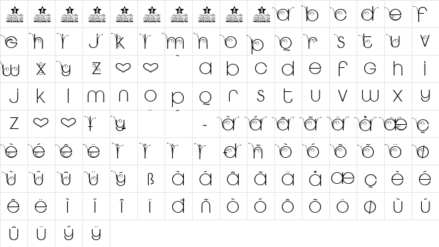 NEW GARDEN TWO PERSONAL USE Regular  glyph index