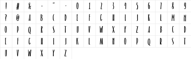 Belacu Regular  glyph index