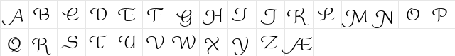 Roundy Swash Regular  glyph index