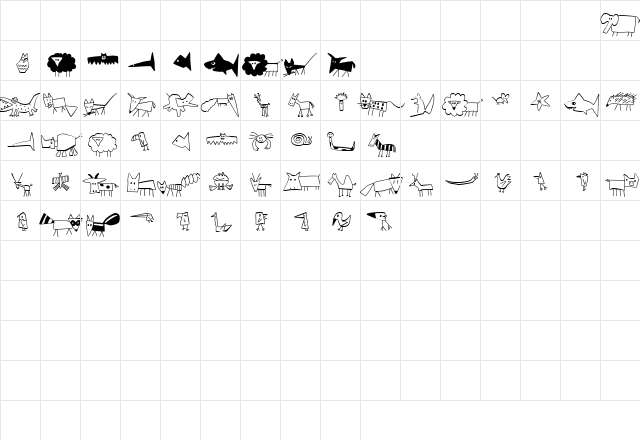 ChildsPlay Animals Regular  glyph index