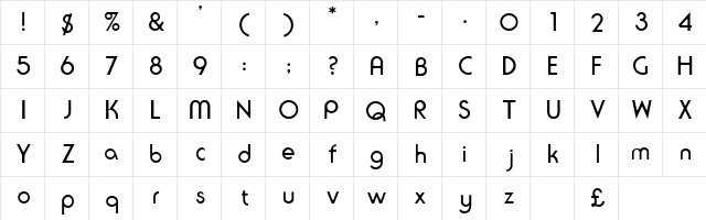 Serius SSi Regular  glyph index