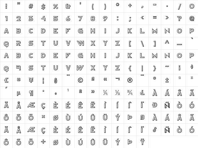 NewtronICG Alt  glyph index