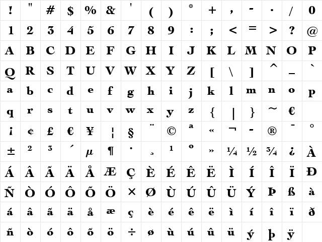 EngrvOs205 Blk BT Black  glyph index