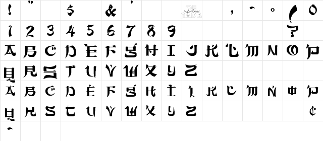 FFX Asia Regular  glyph index