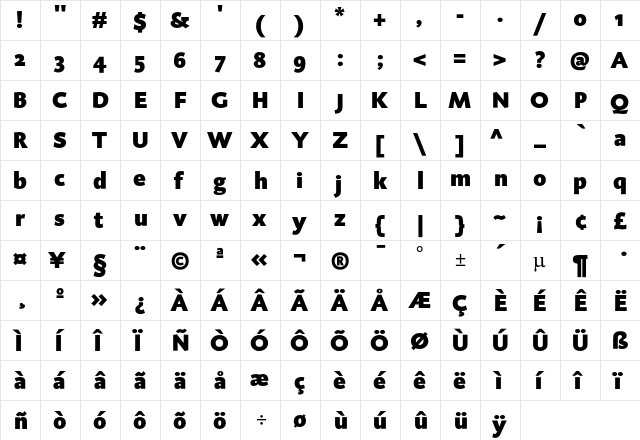 DTL Caspari ST Black  glyph index