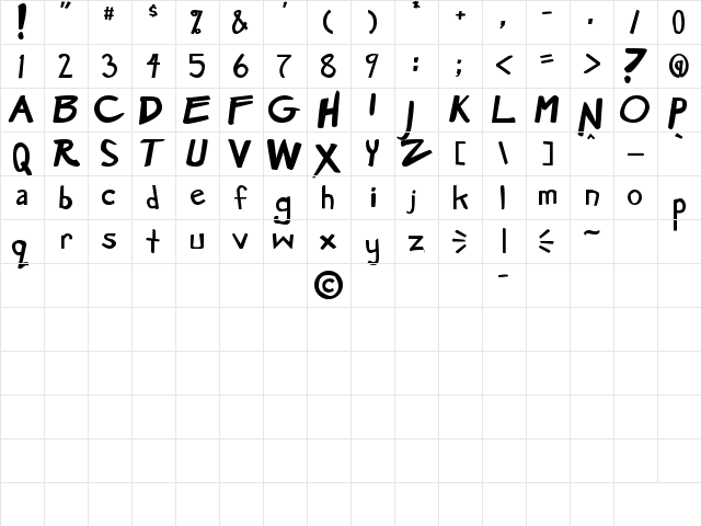 Manga Speak Bold  glyph index