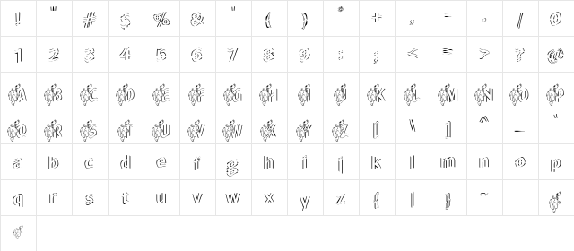 DinoDance Regular  glyph index