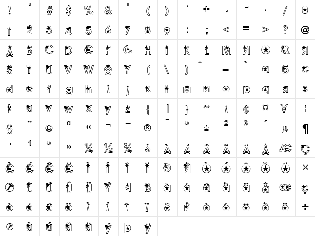 Timur Becker Normal  glyph index