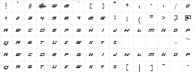 Non Circular Regular  glyph index