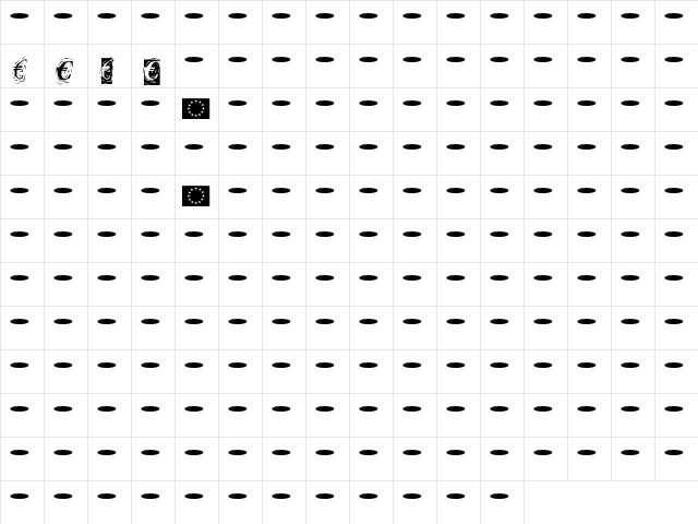 Craft Euro  glyph index