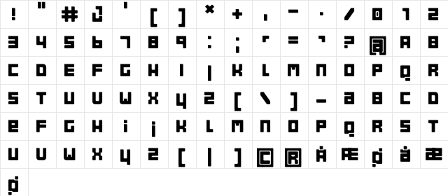 Bob Regular  glyph index