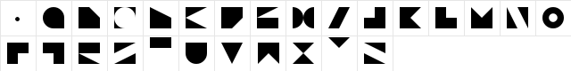N.E. XS Regular  glyph index