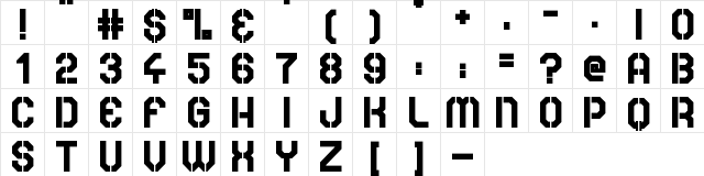 Rear Defender Regular  glyph index