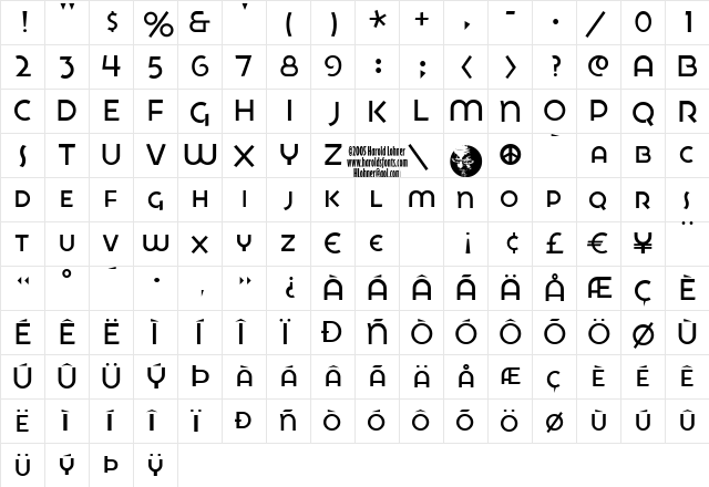 GoyaLight Regular  glyph index