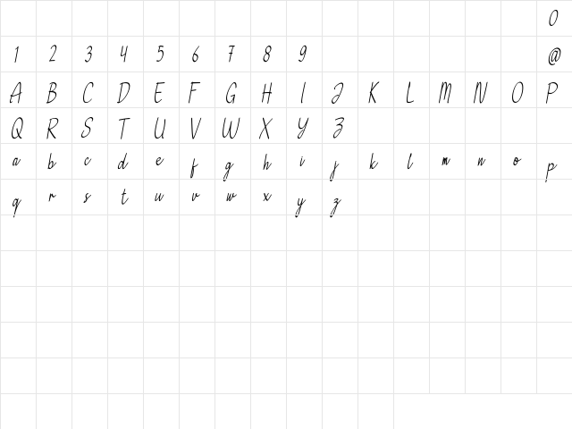 Fonzella Regular  glyph index