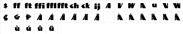 BottleKaps Profi Regular Regular  glyph index