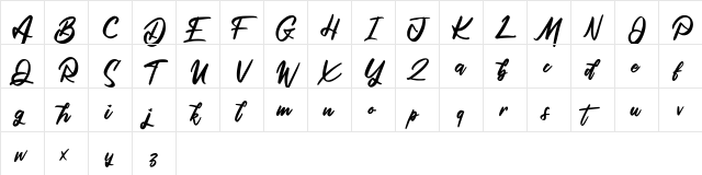 Qutapy FREE Regular  glyph index