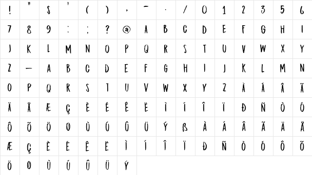 DK Midnight Chalker Regular  glyph index