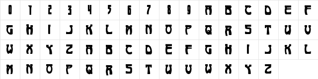 NouveauQuatre Regular  glyph index