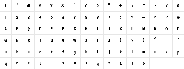 Glishey Regular  glyph index