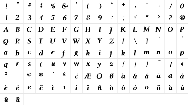 RSJacksonville BOLD Bold  glyph index