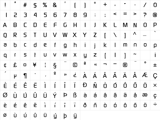 Continuum Medium Regular  glyph index