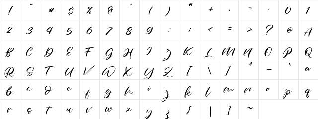parahyang Regular  glyph index