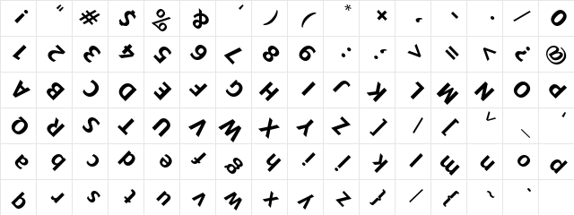 Font225 Regular  glyph index