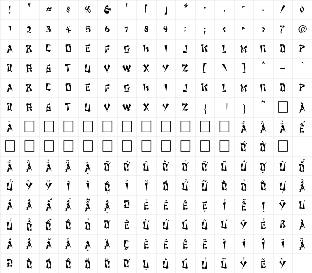 VPS Ca Mau Hoa Regular  glyph index