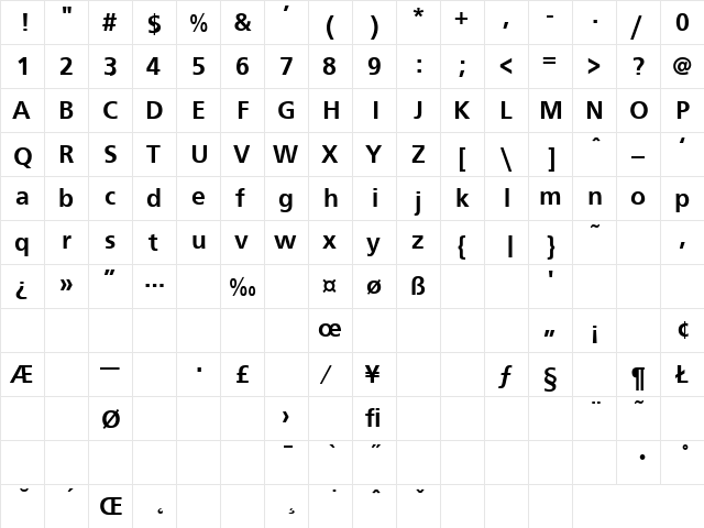 Four Sticks 9 Regular  glyph index