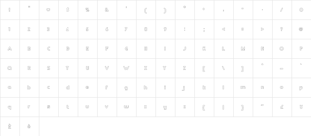 RM Playtime Regular  glyph index