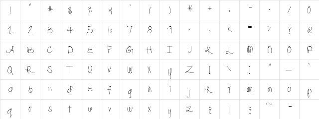 CK Amy Loves Ian Regular  glyph index