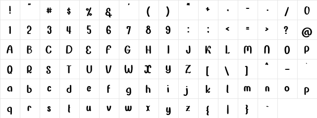 Flynster Regular  glyph index