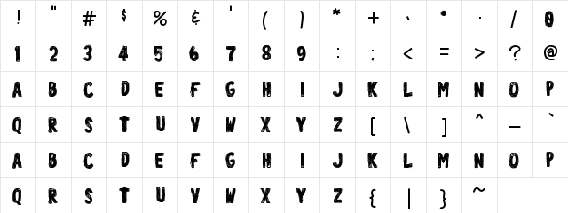 LicensePl8 Medium  glyph index