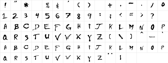 Hitler Regular  glyph index