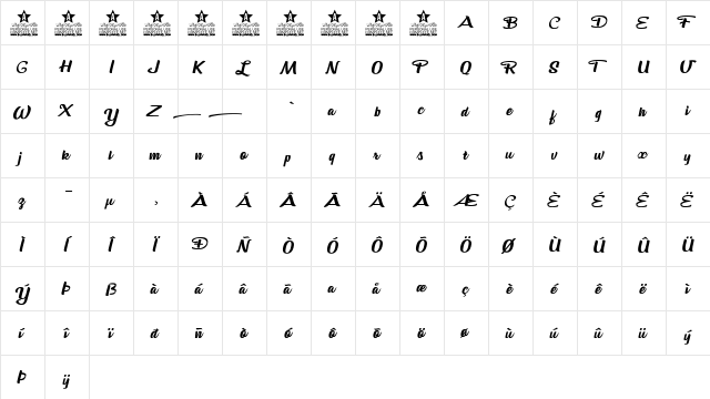 Salsa Parrilla Personal Use Regular  glyph index