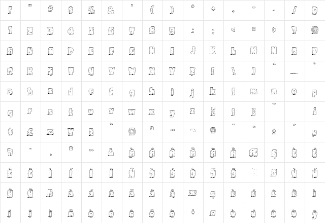 Pebbles Regular  glyph index