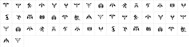 Tech Angels Regular  glyph index