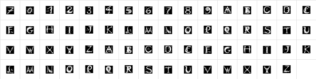 Dinitials Negative ITC TT Regular  glyph index