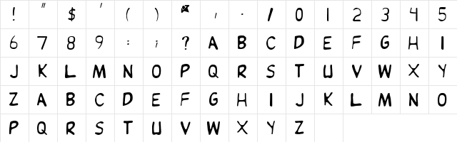 Jean is Dead Regular  glyph index