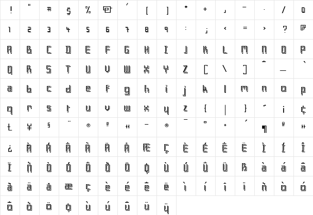 Minimum Regular  glyph index