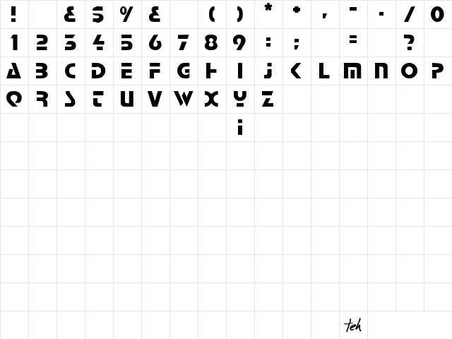 Airliner 1 Regular  glyph index