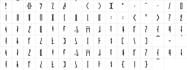 Mandalorian Regular  glyph index