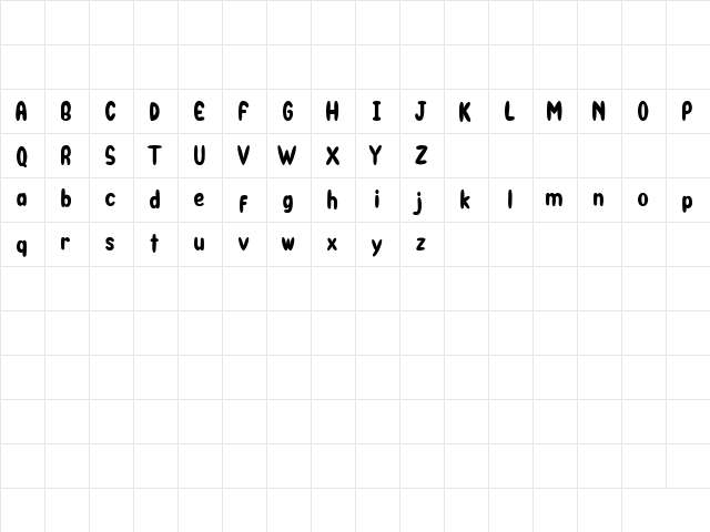 BooRush Regular  glyph index