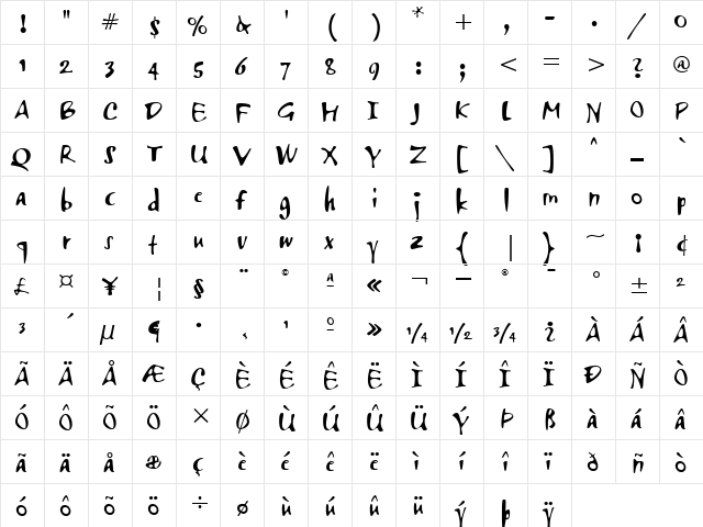 AirstreamITC Regular  glyph index