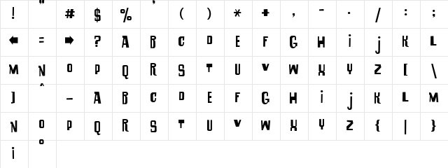Surfing Bird DEMO Medium  glyph index